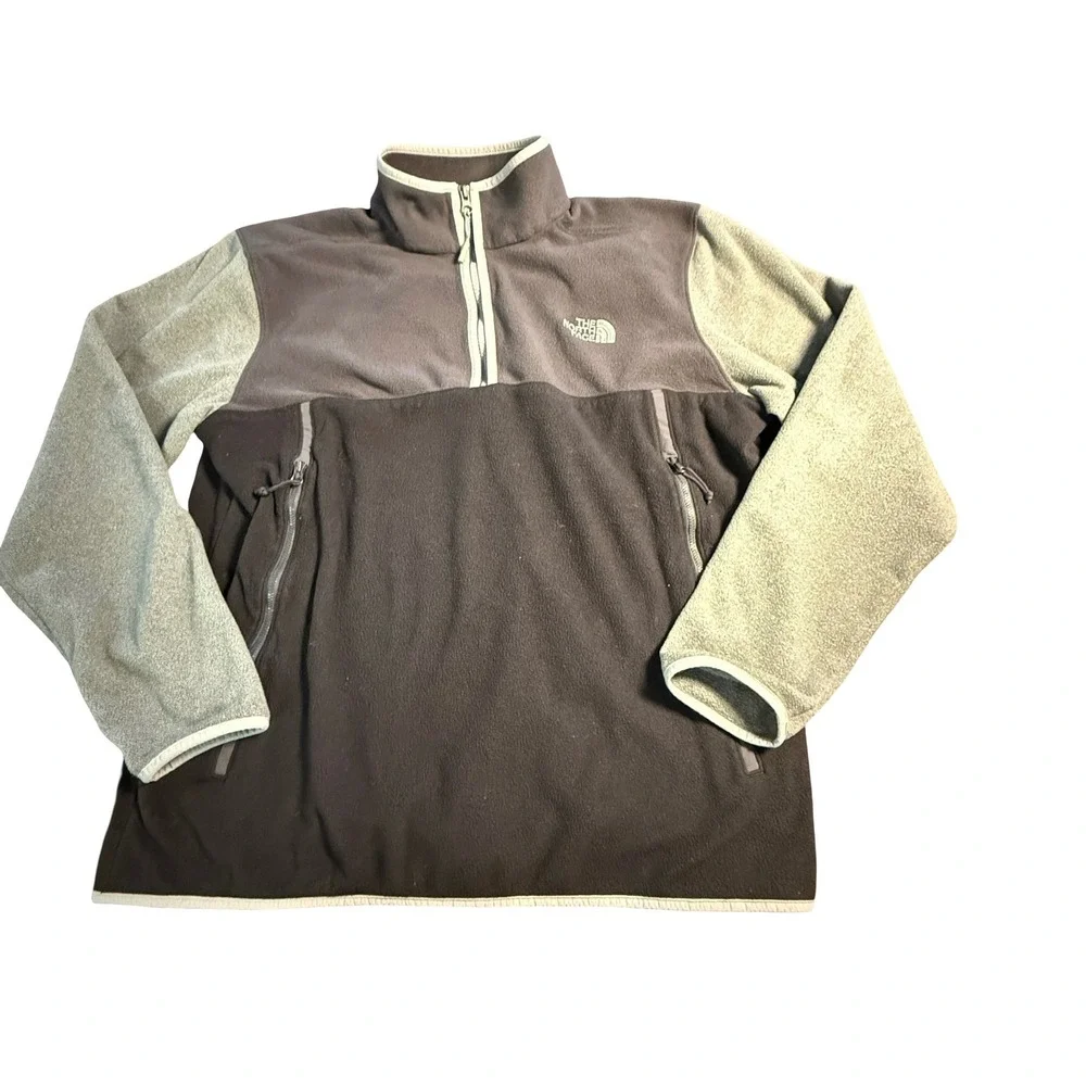 The North Face Mens XL‎ Quarter Zip Fleece Pullover Grey Colorblock Jacket